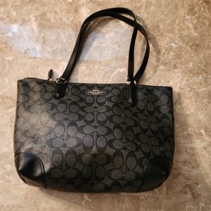 Coach Black and Gray Signature Shoulder Bag